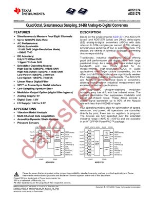 ADS1278IPAPT datasheet  